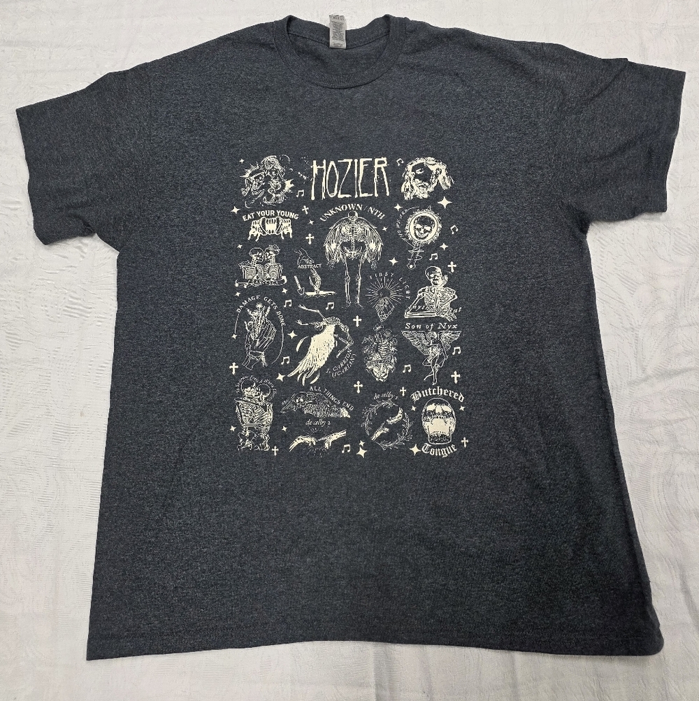 Hozier Unreal Unearth Tour Collage T-Shirt - Charcoal Grey - Large